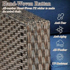 Ensemble bistro de patio pivotant à 360° en résine tressée avec coussin moelleux - Marron