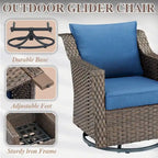 Ensemble bistro de patio pivotant à 360° en résine tressée avec coussin moelleux - Marron