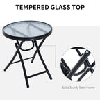 Ensemble de 3 fauteuils à bascule d'extérieur Outsunny avec table basse en verre