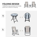 Ensemble de 3 fauteuils à bascule d'extérieur Outsunny avec table basse en verre
