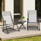 Ensemble de 3 fauteuils à bascule d'extérieur Outsunny avec table basse en verre