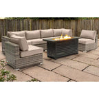 Ensemble de sièges LSI pour 6 personnes avec foyer en métal et coussins Sunbrella