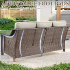 Ensemble canapé 6 pièces en résine tressée avec fauteuil à bascule, pouf et table basse - Marron