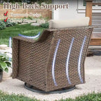 Ensemble canapé 6 pièces en résine tressée avec fauteuil à bascule, pouf et table basse - Marron