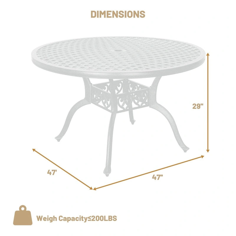 Table de salle à manger ronde de 47 pouces de diagonale - Blanche