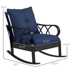 Fauteuil à bascule d'extérieur en osier, avec coussins rembourrés et accoudoirs