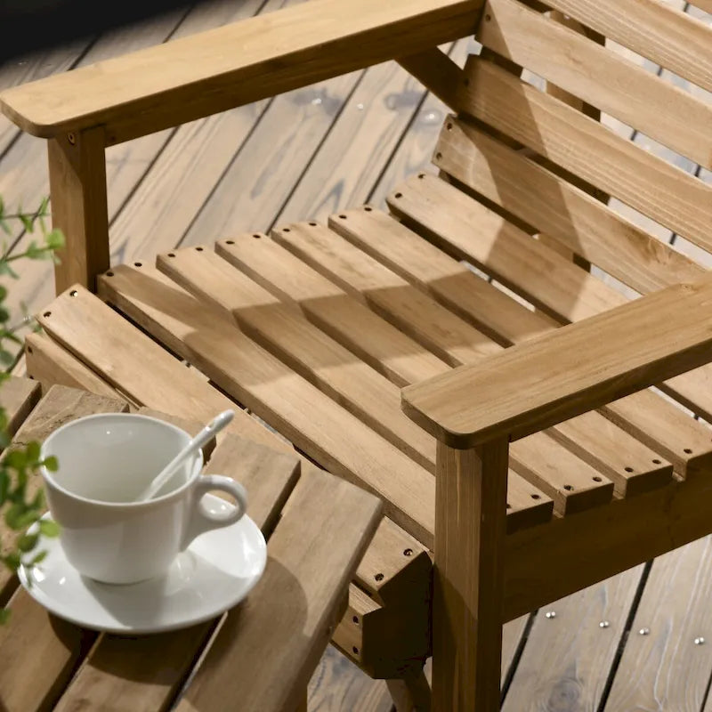 Ensemble de salle à manger d'extérieur en bois 5 pièces pour 6 personnes comprenant 2 fauteuils, 2 causeuses et 1 table avec trou pour parasol.