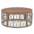 Ensemble de conversation extérieur 4 pièces avec coussins amovibles et plateau en bois