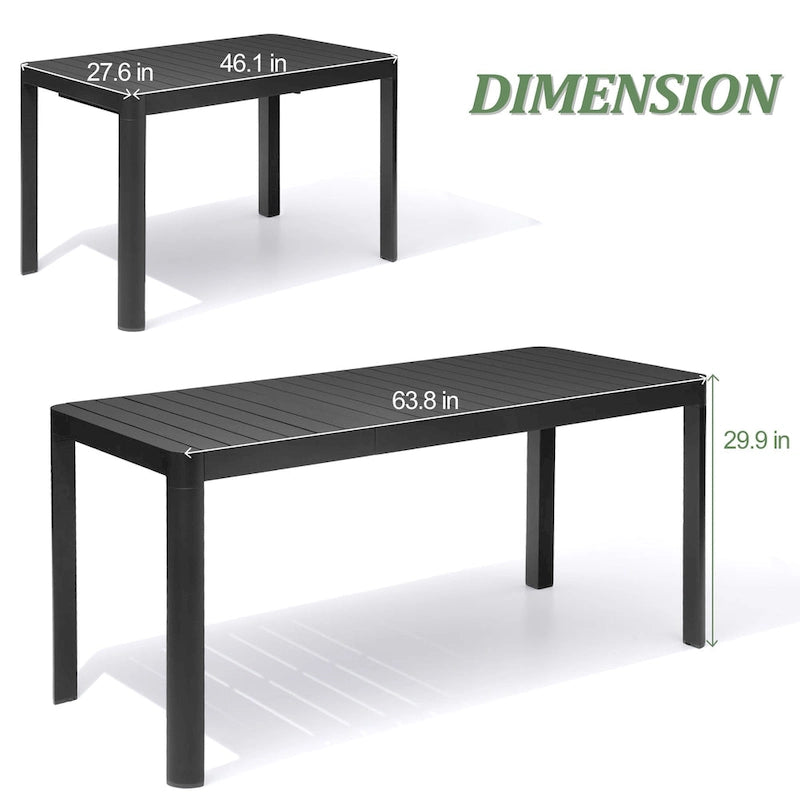 Table de salle à manger extensible en aluminium VredHom pour 4 à 6 personnes - 46,1 / 63,8 (L) x 27,6 (l) x 29,9 (H)