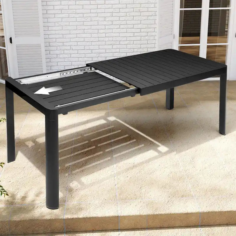 Table de salle à manger extensible en aluminium VredHom pour 4 à 6 personnes - 46,1 / 63,8 (L) x 27,6 (l) x 29,9 (H)