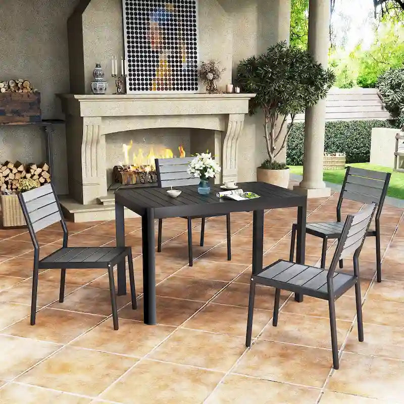 Table de salle à manger extensible en aluminium VredHom pour 4 à 6 personnes - 46,1 / 63,8 (L) x 27,6 (l) x 29,9 (H)