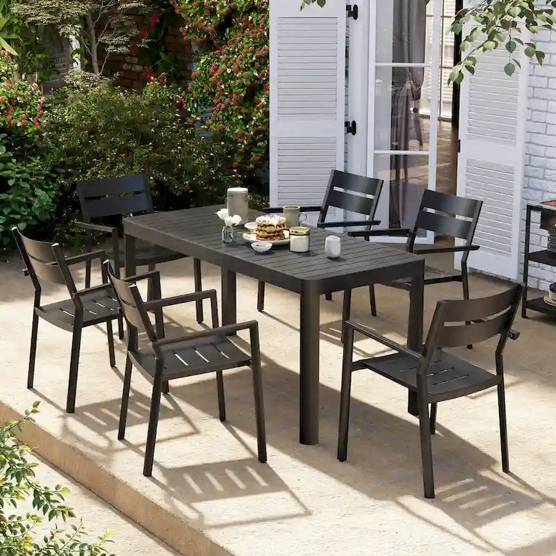 Table de salle à manger extensible en aluminium VredHom pour 4 à 6 personnes - 46,1 / 63,8 (L) x 27,6 (l) x 29,9 (H)