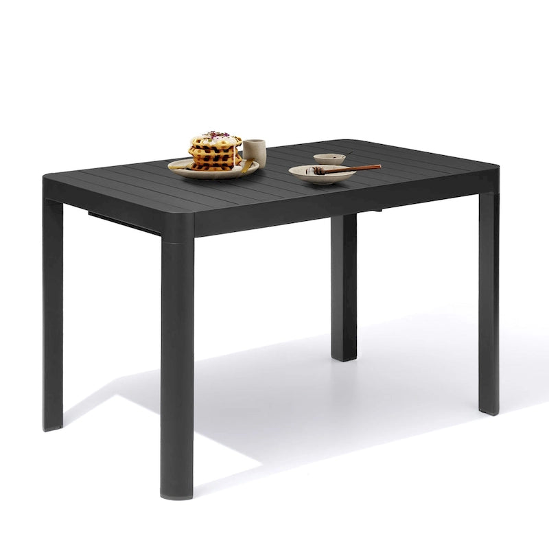 Table de salle à manger extensible en aluminium VredHom pour 4 à 6 personnes - 46,1 / 63,8 (L) x 27,6 (l) x 29,9 (H)