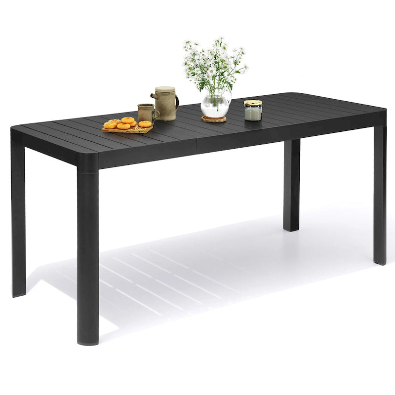 Table de salle à manger extensible en aluminium VredHom pour 4 à 6 personnes - 46,1 / 63,8 (L) x 27,6 (l) x 29,9 (H)