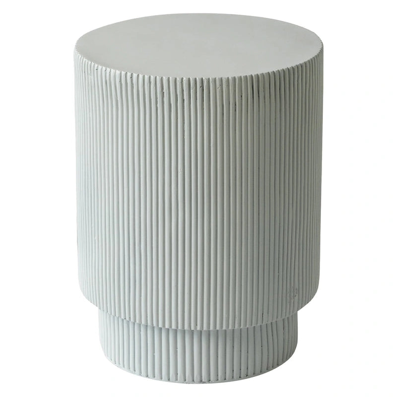 Table d'appoint ronde Eden de 35,5 cm de diamètre en fibre de pierre, idéale pour l'intérieur et l'extérieur.
