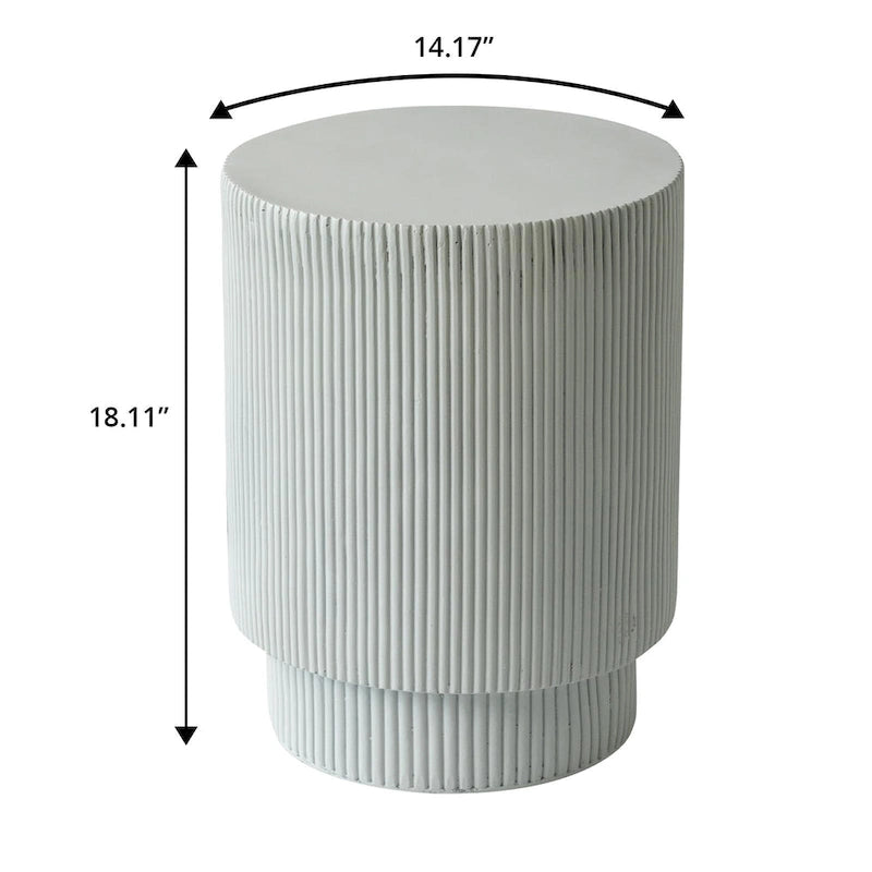 Table d'appoint ronde Eden de 35,5 cm de diamètre en fibre de pierre, idéale pour l'intérieur et l'extérieur.