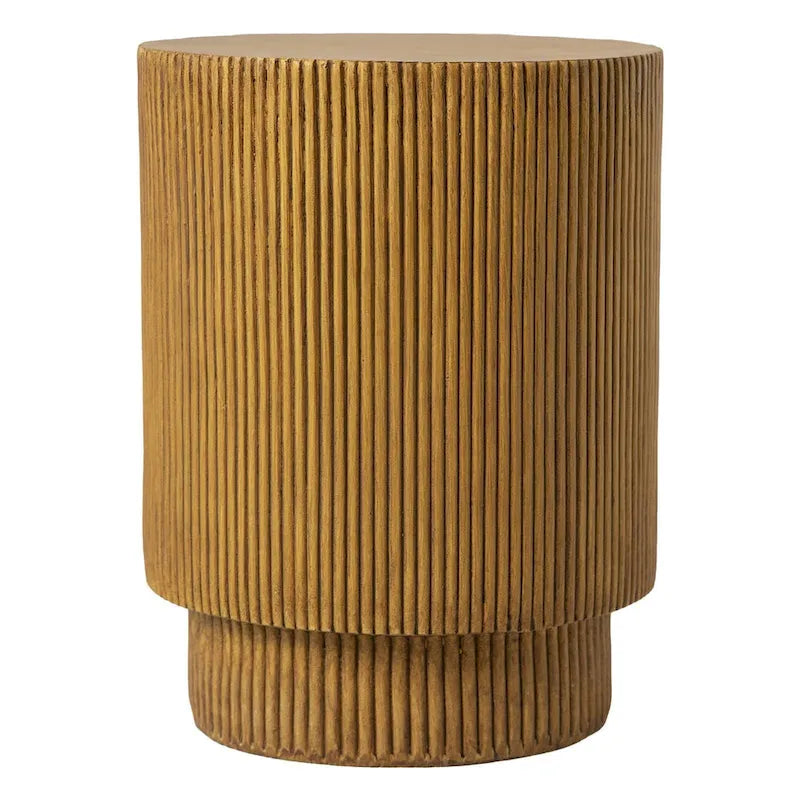 Table d'appoint ronde Eden de 35,5 cm de diamètre en fibre de pierre, idéale pour l'intérieur et l'extérieur.