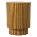 Table d'appoint ronde Eden de 35,5 cm de diamètre en fibre de pierre, idéale pour l'intérieur et l'extérieur.