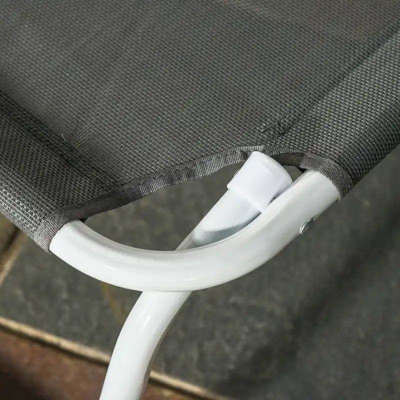 Chaise longue pliante, fauteuil de bronzage d'extérieur, dossier inclinable 4 positions, accoudoirs, structure en métal et tissu en maille