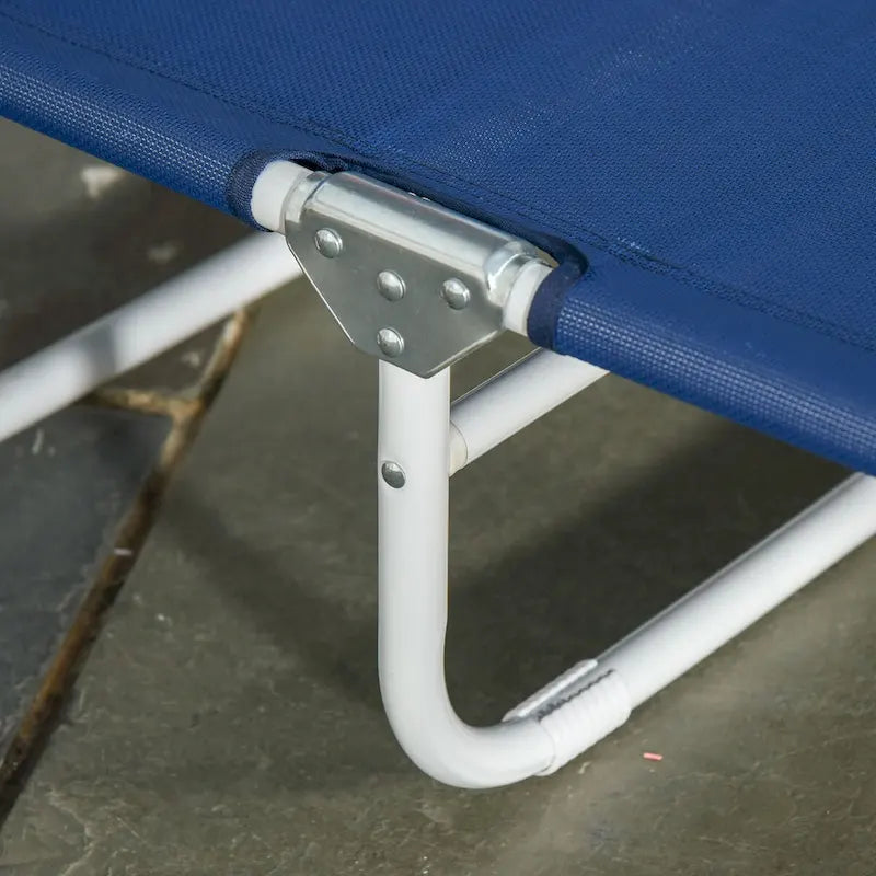 Chaise longue pliante, fauteuil de bronzage d'extérieur, dossier inclinable 4 positions, accoudoirs, structure en métal et tissu en maille