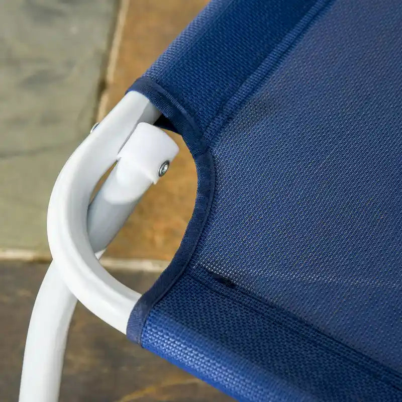 Chaise longue pliante, fauteuil de bronzage d'extérieur, dossier inclinable 4 positions, accoudoirs, structure en métal et tissu en maille