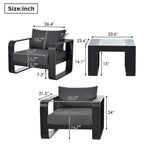 Ensemble de mobilier de jardin en aluminium 3 pièces avec coussin et table basse