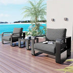 Ensemble de mobilier de jardin en aluminium 3 pièces avec coussin et table basse
