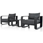Ensemble de mobilier de jardin en aluminium 3 pièces avec coussin et table basse