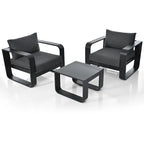 Ensemble de mobilier de jardin en aluminium 3 pièces avec coussin et table basse