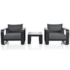Ensemble de mobilier de jardin en aluminium 3 pièces avec coussin et table basse