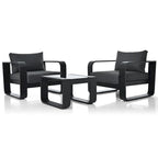 Ensemble de mobilier de jardin en aluminium 3 pièces avec coussin et table basse