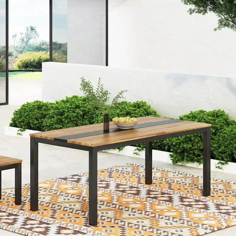 Table de salle à manger extérieure en bois - 69,00 L x 35,00 l x 29,50 H