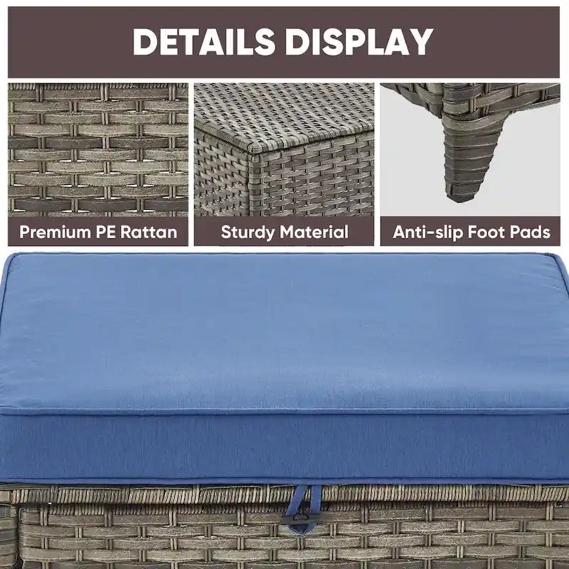 Ensemble de 4 chaises de patio avec repose-pieds, fauteuils à bascule pivotants - Gris