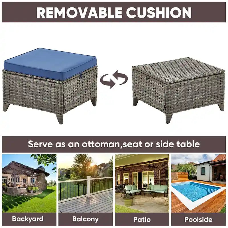 Ensemble de 4 chaises de patio avec repose-pieds, fauteuils à bascule pivotants - Gris