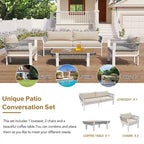 Ensemble de conversation extérieur 4 pièces avec table basse et coussins moelleux