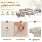 Ensemble de conversation extérieur 4 pièces avec table basse et coussins moelleux