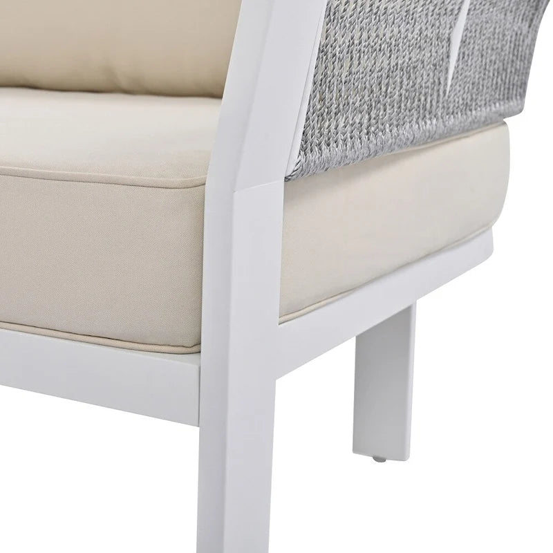 Ensemble de conversation extérieur 4 pièces avec table basse et coussins moelleux