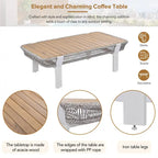 Ensemble de conversation extérieur 4 pièces avec table basse et coussins moelleux
