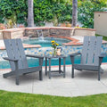 Ensemble de 3 chaises Adirondack d'extérieur, chaises de jardin avec table d'appoint, pour terrasse, jardin ou balcon, gris.