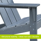 Ensemble de 3 chaises Adirondack d'extérieur, chaises de jardin avec table d'appoint, pour terrasse, jardin ou balcon, gris.