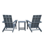 Ensemble de 3 chaises Adirondack d'extérieur, chaises de jardin avec table d'appoint, pour terrasse, jardin ou balcon, gris.