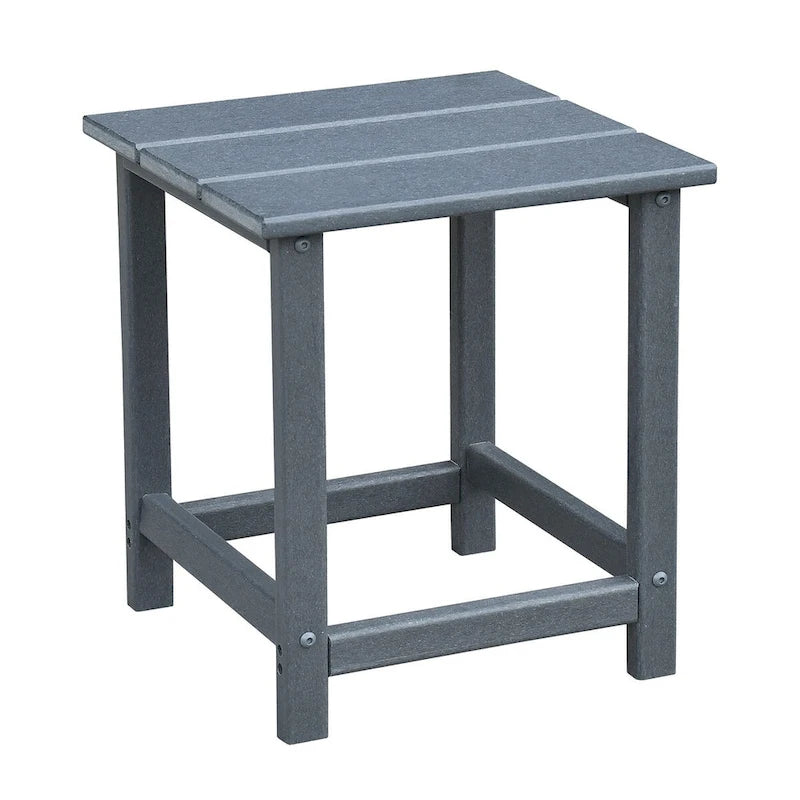 Ensemble de 3 chaises Adirondack d'extérieur, chaises de jardin avec table d'appoint, pour terrasse, jardin ou balcon, gris.