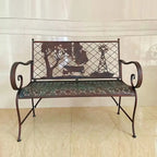 Rectangular Outdoor Bench with Cow & Windmill Silhouette  Strasburg  - 43.7  L x 20.47  W x 37.01  H