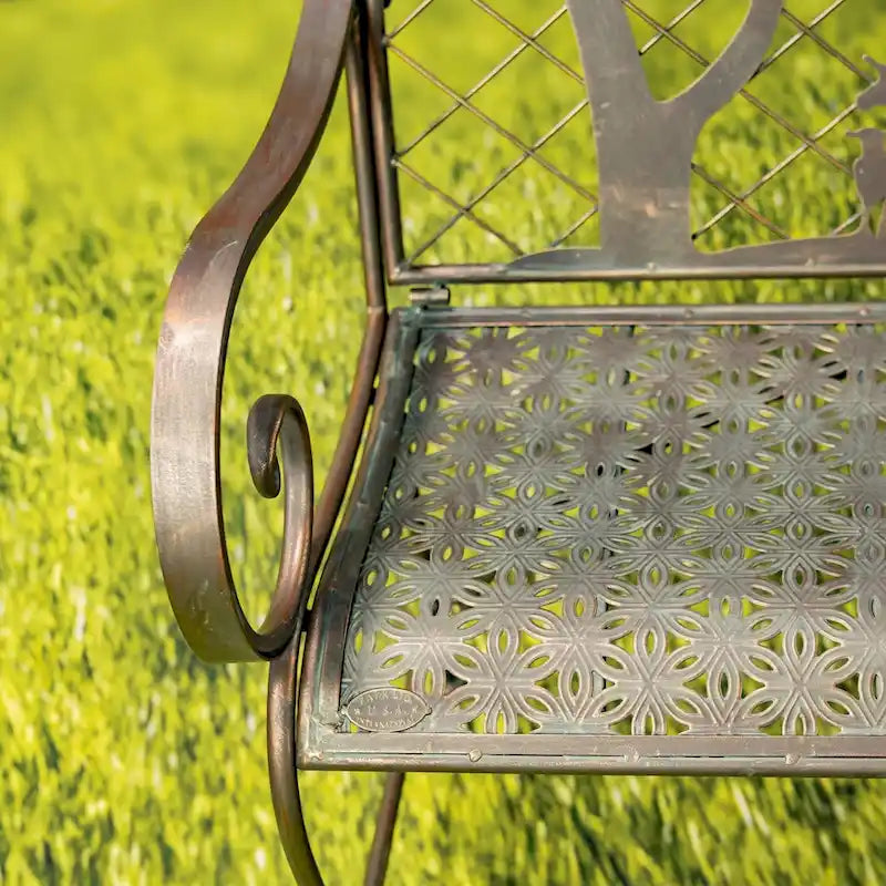 Banc d'extérieur rectangulaire avec silhouette de vache et de moulin à vent Strasburg - 43,7 L x 20,47 l x 37,01 H