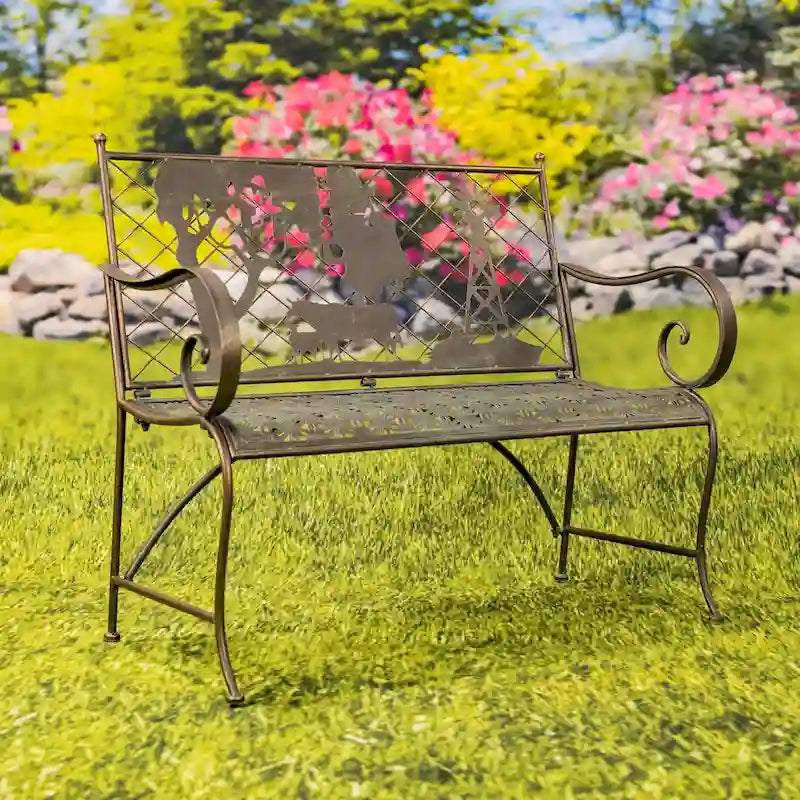 Banc d'extérieur rectangulaire avec silhouette de vache et de moulin à vent Strasburg - 43,7 L x 20,47 l x 37,01 H