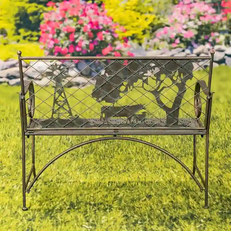 Banc d'extérieur rectangulaire avec silhouette de vache et de moulin à vent Strasburg - 43,7 L x 20,47 l x 37,01 H