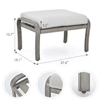 Ensemble de conversation de patio en aluminium 6 pièces comprenant une table basse, un canapé deux places, un pouf et des coussins gris clair