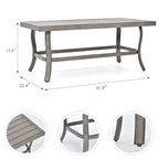 Ensemble de conversation de patio en aluminium 6 pièces comprenant une table basse, un canapé deux places, un pouf et des coussins gris clair