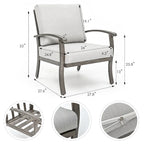Ensemble de conversation de patio en aluminium 6 pièces comprenant une table basse, un canapé deux places, un pouf et des coussins gris clair