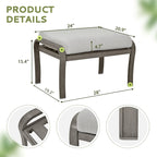 Ensemble de conversation de patio en aluminium 6 pièces comprenant une table basse, un canapé deux places, un pouf et des coussins gris clair
